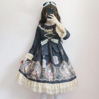 Frilled Printed A-line Dress