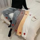 Heart Embroidered Coral Fleece Pants