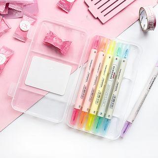 Set Of 6: Dual Head Highlighter 1724 - Red & Green & Blue & Orange & Purple & Yellow - One Size