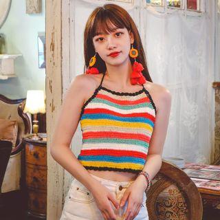 Halter-neck Crocheted Crop Top