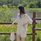 3/4-sleeve Drop-shoulder Knit Top