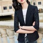 3/4-sleeve One-button Lace Blazer
