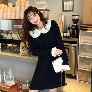 Eyelet-lace Trim Knit Minidress