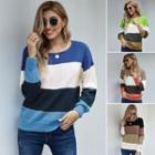 Long Sleeve Color Block Knitted Top