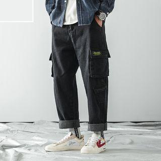 Denim Wide-leg Cargo Pants