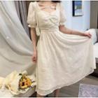 Short-sleeve Square-neck Mini A-line Dress / Midi A-line Dress