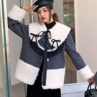 Bow Accent Fleece Panel Jacket