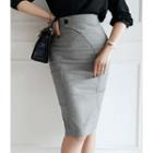 High-waist Houndstooth Midi Pencil Skirt