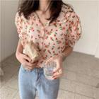 Floral Print Puff Sleeve Blouse
