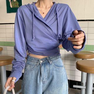 Cropped Twist-front Hoodie