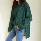 Slit-hem Stripe T-shirt