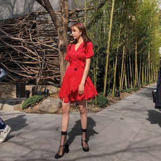 Dotted Wrap-front Dress