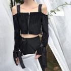 Cutout Shoulder Long-sleeve Cropped Top