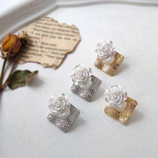 Rose Resin Square Earring