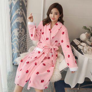 Strawberry Print Fleece Robe