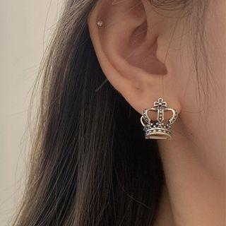 Crown Sterling Silver Earring 1 Pair - Eh1272 - Clip Earring - Silver - One Size