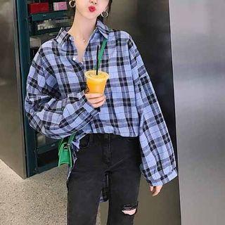 Long Sleeve Plaid Shirt As Shown In Figure - One Size