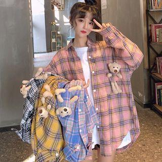 Bear Accent Plaid Shirt