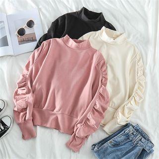 Ruched Puff-sleeve Pullover