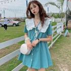 Short-sleeve Ruffle Collar A-line Dress