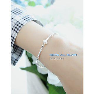 Faux-pearl Silver Bracelet