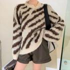 Zebra Print Sweater / Faux Leather Shorts