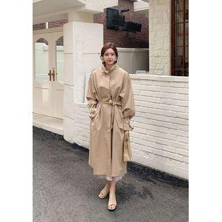 Epaulet Belted Long Mac Coat