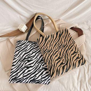 Zebra Print Velvet Tote Bag