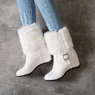 Hidden-wedge Strapped Short Snow Boots