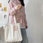 Lettering Canvas Tote Bag Red - One Size