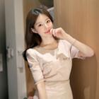 Fringed Short-sleeve Sheath Dress
