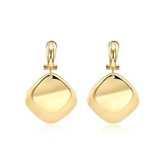 Fashion Simple Plated Gold Geometric Diamond Earrings Golden - One Size