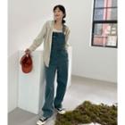 Straight Leg Washed Denim Dungarees