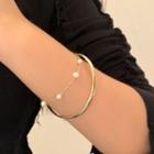 Layered Faux Pearl Bangle Gold - One Size