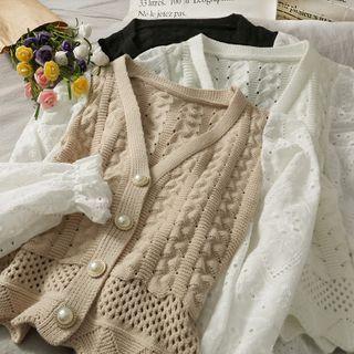 Patchwork Button-down Cropped Top