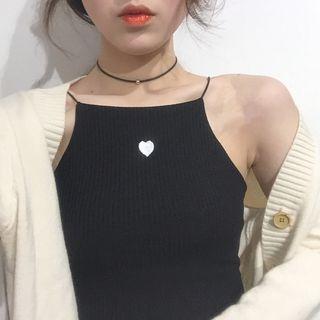 Heart Embroidered Spaghetti Strap Top