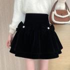 High-waist Bow-accent Layered Mini A-line Skirt