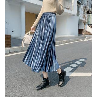 Plain Accordion Pleat Velvet A-line Skirt