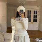 Inset Mock-neck Panel Draped Top