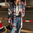 Long Plaid Shirt Jacket As Shown In Figure - One Size