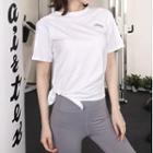 Short-sleeve Lettering Slit Sports T-shirt