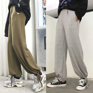 Drawstring Hem Plain Pants
