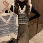 Pattern Sweater Vest / Knit Top