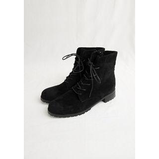 Lace-up Faux-suede Short Boots