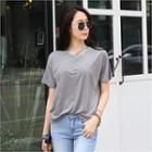 Strap-neckline Short-sleeve T-shirt