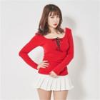 Lace-up Front U-neck Top