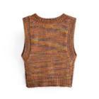 V-neck Button-up Cropped Sweater Vest
