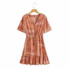 Short Sleeve V Neck Prints Dress