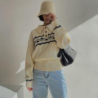 Printed Loose Polo Top