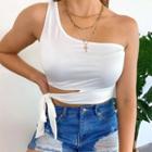 Asymmetrical One-shoulder Tie-side Top